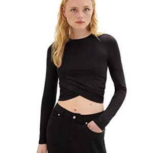 TOM TAILOR Denim dam långärmad T shirt, 14482 djup svart, S 4067261258348 TOM TAILOR Denim dam långärmad T shirt, 14482 djup svart, S 4067261258348