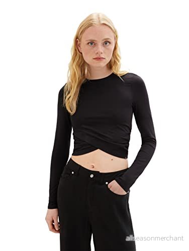 TOM TAILOR Denim dam långärmad T shirt, 14482 djup svart, S 4067261258348
