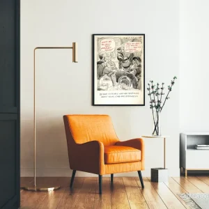 Vintage humoristisk poster med dialog på café - Bild 2