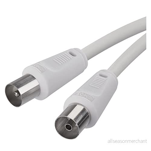 EMOS Antennkabel, koaxialkabel, TV kabel 2,5 m, koaxkabel för digital TV, mottagare, SAT, dubbelskärmad, rak koaxkontakt till rakt koaxuttag 8592920107737
