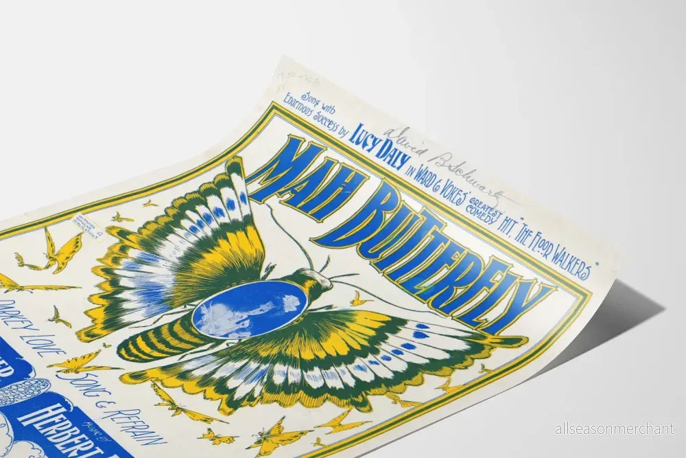Vintage Mah Butterfly poster för väggdekoration