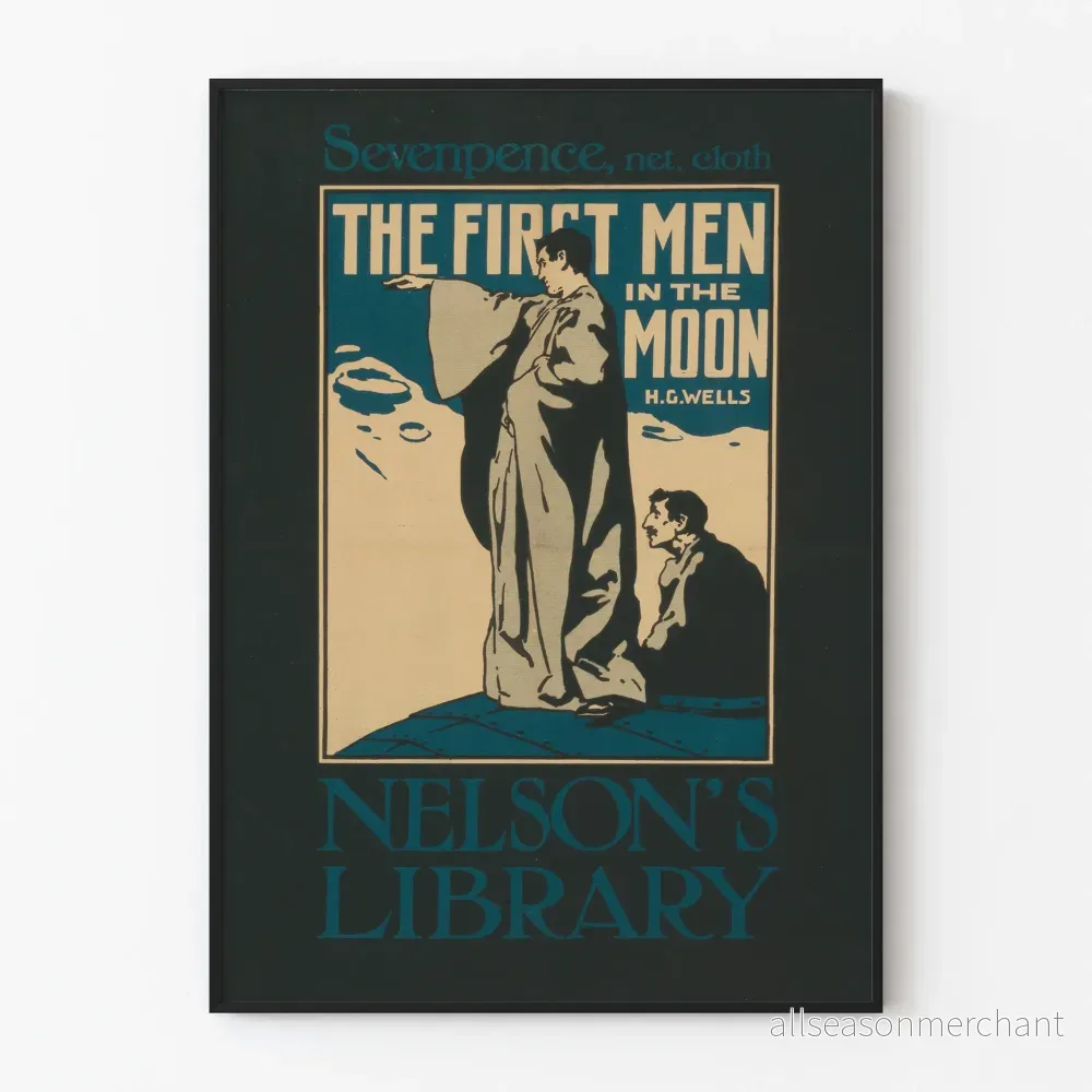 Vintageposter The First Men in the Moon - Retro väggdekoration H.G. Wells