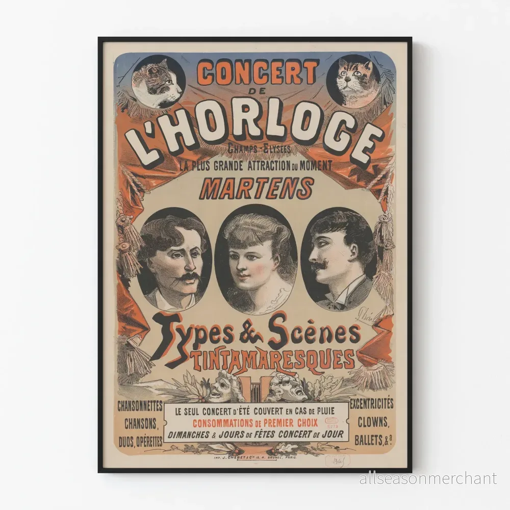 Vintageaffisch Konsert vid klockan Martens Typer & Scener