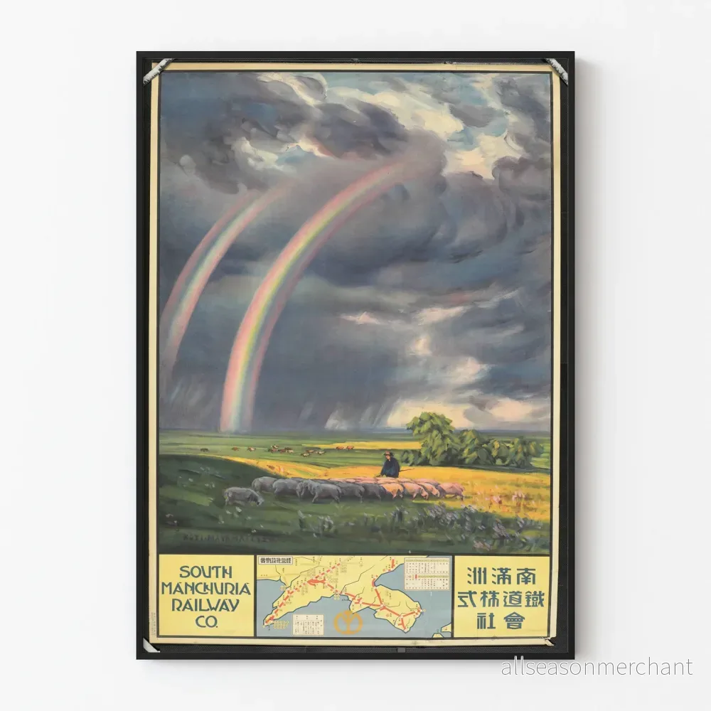 Vintage South Manchuria Railway Co. med regnbågeposter