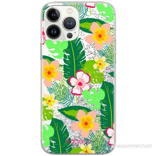 ERT GROUP mobiltelefonfodral för Apple Iphone 11 PRO MAX originalt och officiellt licensierat Babaco mönster Flowers 019 Vit anpassad till formen på mobiltelefonen, med glitter overflow effekt 5903932635188