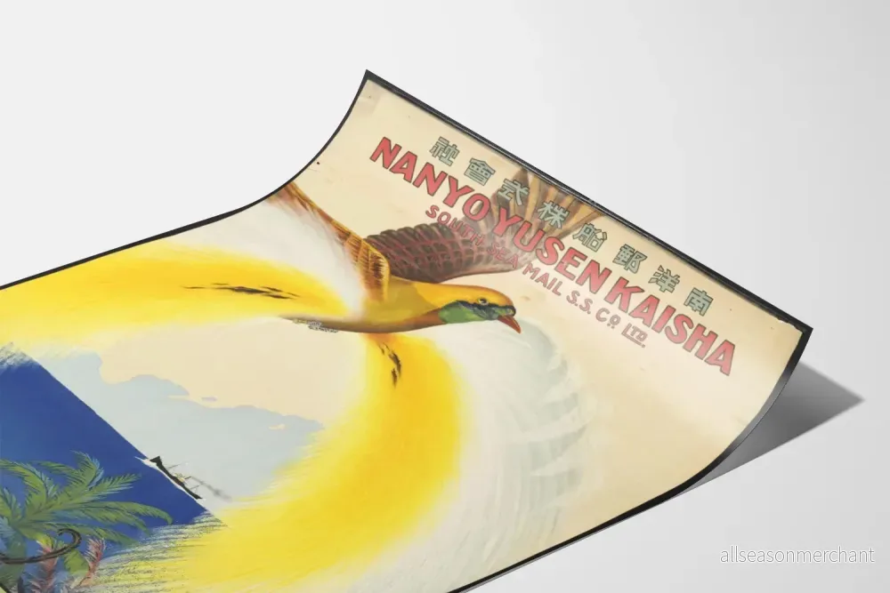 Vintageposter Nanyo Yusen Kaisha - Maritim väggdekoration och exotisk fågel - Bild 3