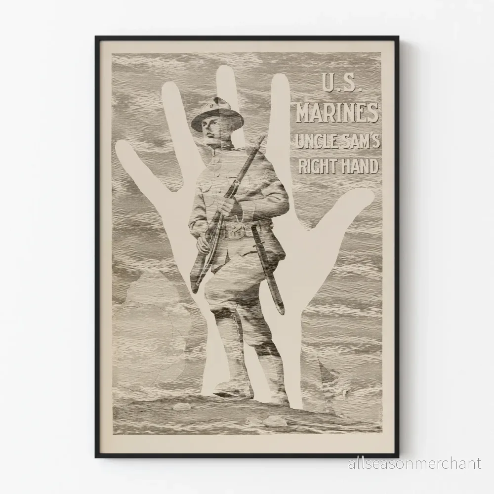 Vintageposter U.S. Marines Farbror Sam's högra hand
