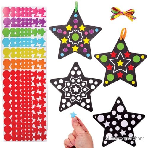Baker Ross FX262 Star Dotty konstdekorationer 12 pack, klistermärke konst och hantverk för barn, juldekorationstillverkning, enkelt barn 5063067001125 Baker Ross FX262 Star Dotty konstdekorationer 12 pack, klistermärke konst och hantverk för barn, juldekorationstillverkning, enkelt barn 5063067001125
