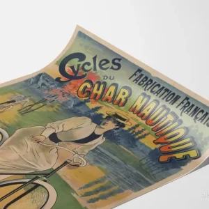 Vintageposter tillverkad i Frankrike Cycles du Char Nautique i Paris - Bild 3