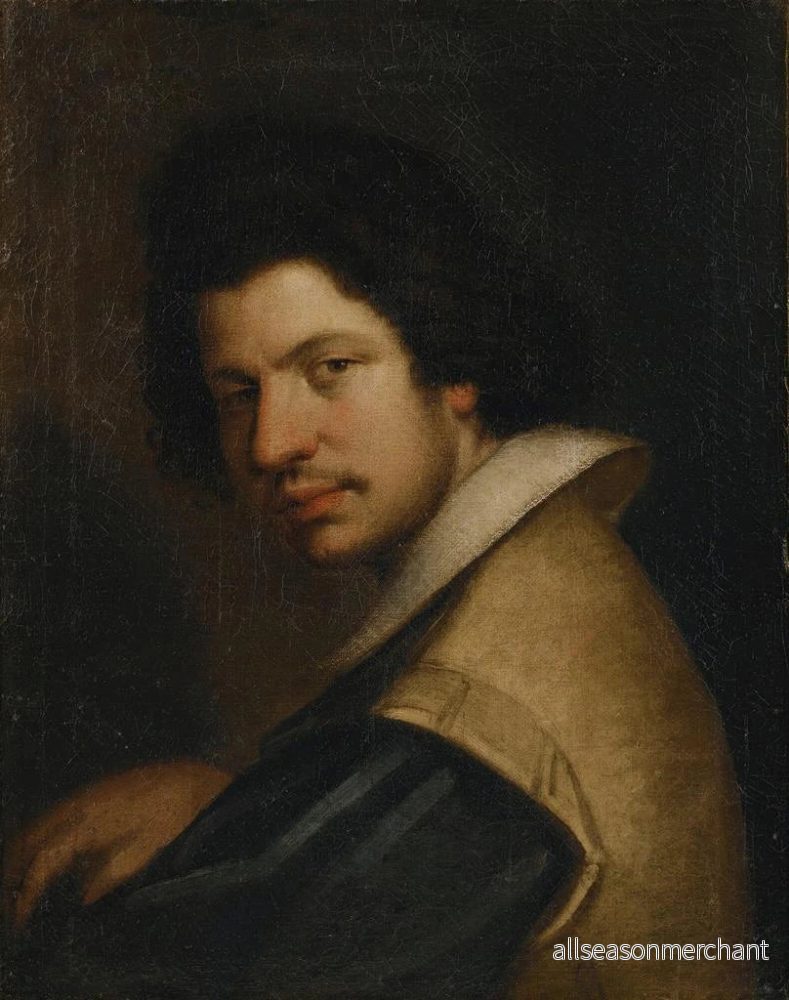 Målning Porträtt av en man med en jordgubbe - Bernardo Strozzi | Konsttryck - Bild 2