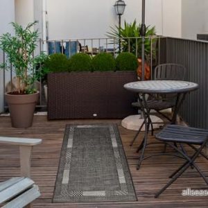 andiamo Inomhus och utomhatta Louisville modern vävmatta kant helt täckt platt tyg spjälskydd 67 x 140 cm antracit 4002398892973