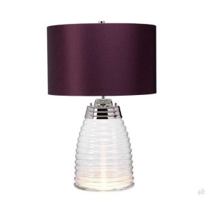Quintiesse Bordslampa Milne glasfot tygskärm aubergine 5024005381518 Quintiesse Bordslampa Milne glasfot tygskärm aubergine 5024005381518