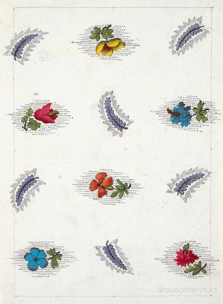 Målning Motif floral för textiltryck Pl IX - Anonym | Konsttryck - Bild 2