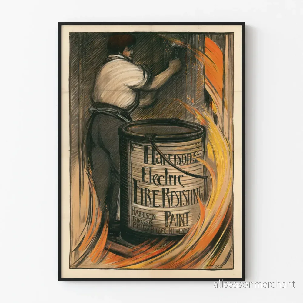Vintageposter av brandbeständig målning Harrison Electric