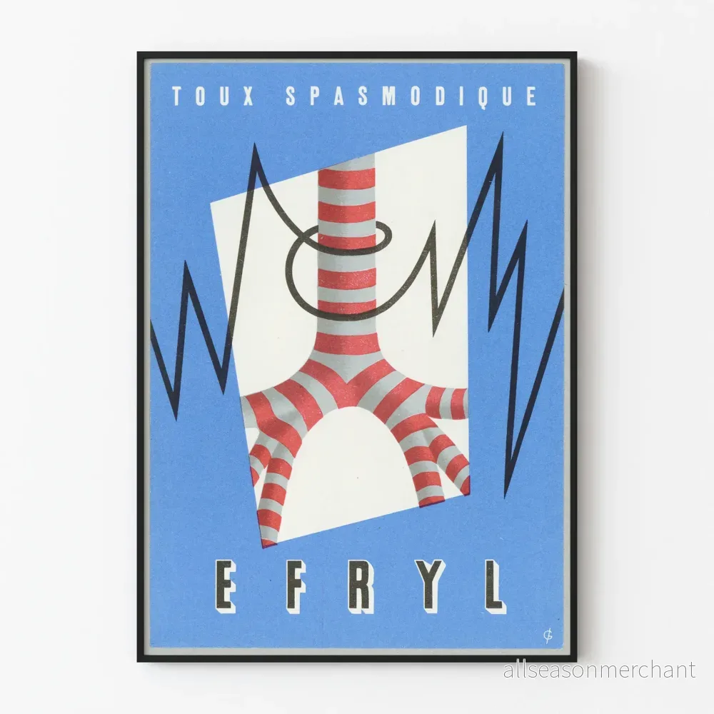 Vintageposter Toux Spasmodique EFryl för väggdekoration i vintage stil