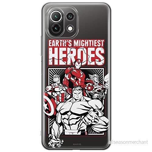 ERT GROUP mobiltelefonfodral för Xiaomi 11 LITE 4G/5G originalt och officiellt licensierat Marvel mönster Avengers 005, gedeeltelijk transparant 5903932727999