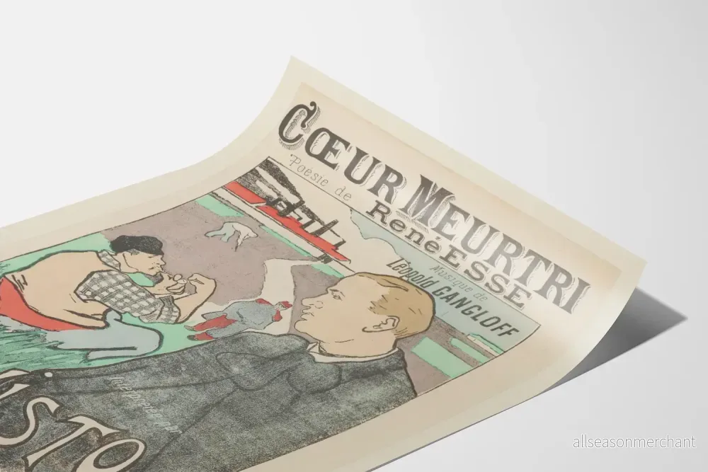 Vintageposter Cœur Meurtri av René Esse för väggdekoration - Bild 3