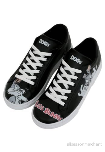 DOGO Kvinnors veganläder svarta sneakers Warner Bros What's Up Doc? Bugs Bunny Motif 40, svart, 40 EU 8680544254774
