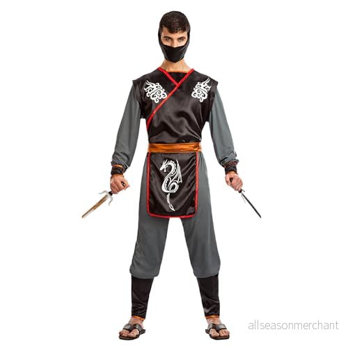 Boland Kostym ninja för vuxna, 5 delar, karnevaldräkt temafest, halloween eller karneval, fighter 8712026841711