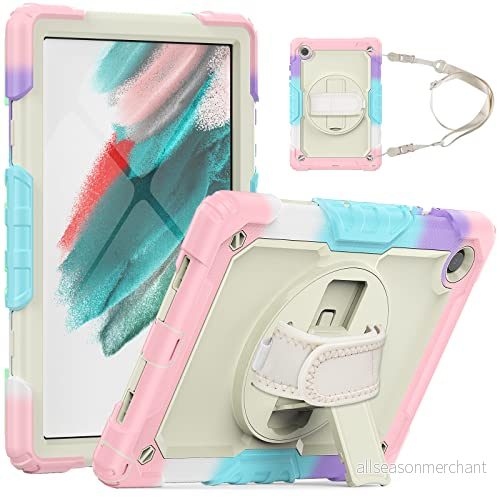 Fodral för Samsung Galaxy Tab A 8,4 tum 2020 (SM T307), robust stötsäkert skyddsfodral, med vridbart stativ, handrem, axelrem, pansarfodral 674644808706