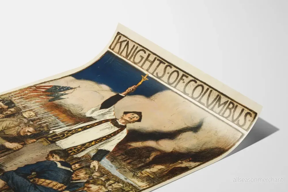 Vintagemurposter av Knights of Columbus med bönefulla soldater - Bild 3