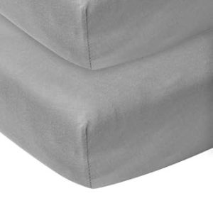 Meyco Baby Uni underlakan 2 pack för vaggan (lakan med mjuk jerseykvalitet, tillverkad av 100% bomull, perfekt passform tack vare resår runt om, mått: 40 x 80 / 90cm), ljusgrå 4054703632057