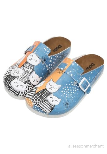 DOGO Dam veganläder blå tofflor familjeporträtt mönster, Material: Polyester, 37 EU 8680544237005