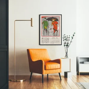 Vintage väggposter 1895 kalender april med regnvädersillustration - Bild 2