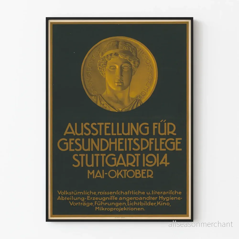Vintage affisch för utställning om hälsovård Stuttgart 1914
