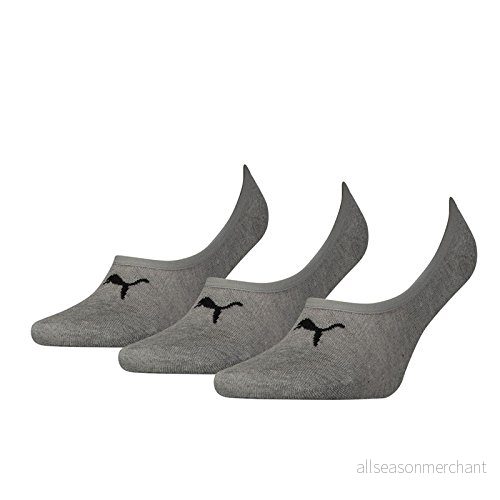 PUMA Unisex Footie strumpor (3 par pack), Mellangrå melange, 77 EU 8718824364704