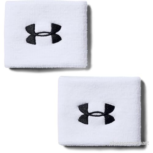 Under Armour Unisex UA Performance Wristband, 2er Pack schweißableitendes Fitnessband, flexibles Schweißband mit Logo 889362320090