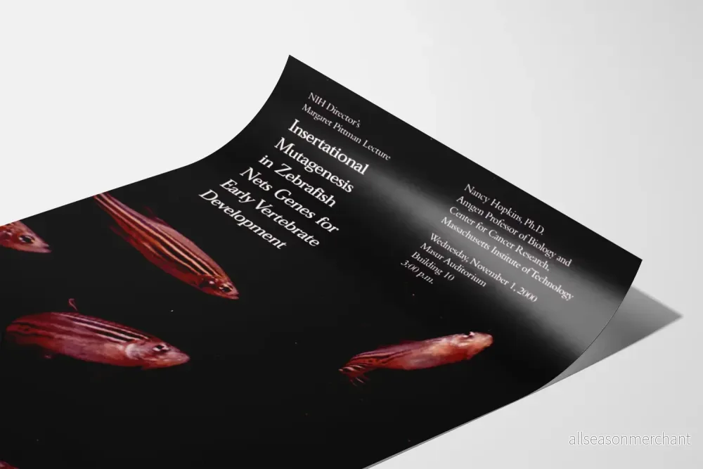 Vetenskaplig dekorativ poster med zebrafiskar och text om mutagenes - Bild 3