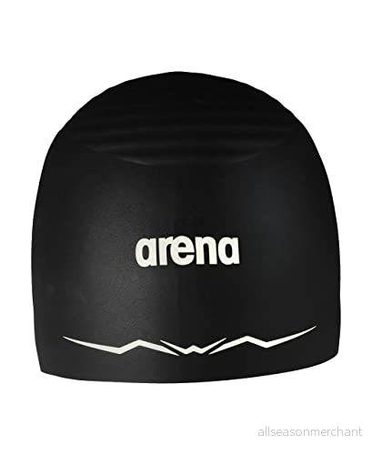 arena Aquaforce våg skrynkelfri unisex tävling silikon badmössa för kvinnor och män tävlingssimma eller träning badkläder, svart, stor 3468336767245