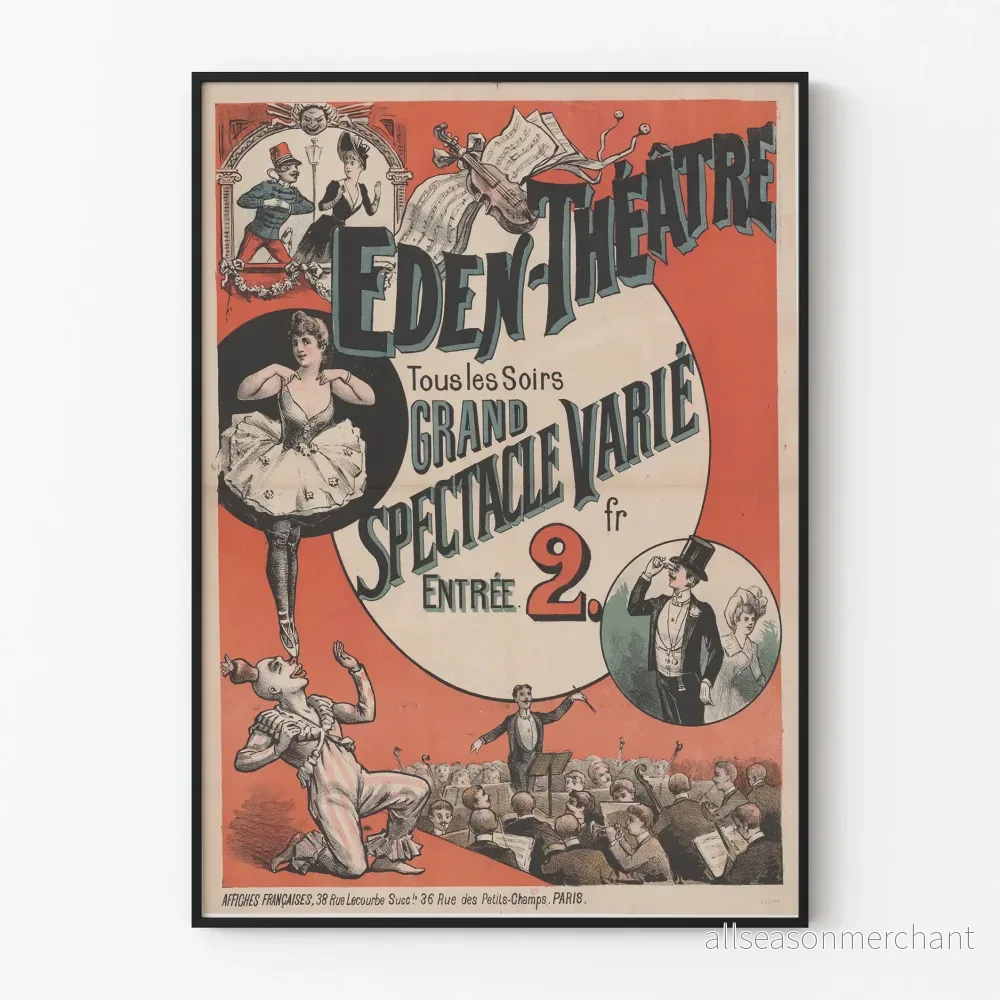 Vintageaffisch Eden Teater Storslagen Variationsföreställning