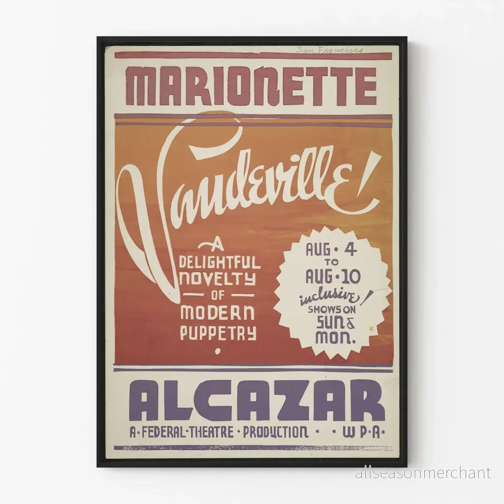 Vintageposter Marionett Vaudeville Alcazar