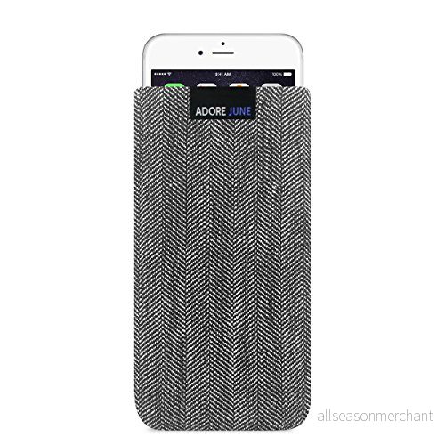 Adore June affärspåse kompatibel med iPhone 7/iPhone 6S/6, karakteristiskt material tygfodral displayrengöringseffekt, grå/svart 4260221423330