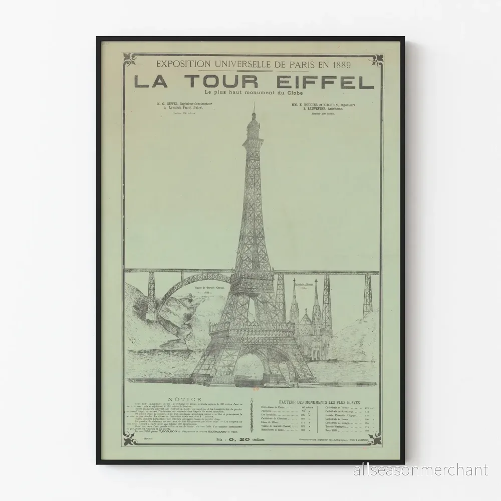 Vintageposter av Världsutställningen 1889 - Eiffeltornet