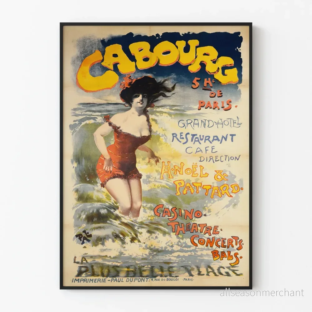 Vintageposter Cabourg Plage - Retro Väggdekoration