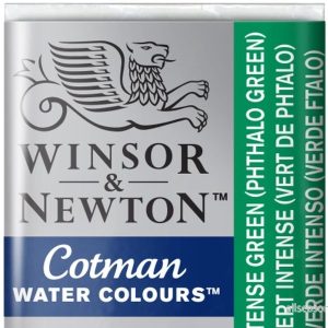 Winsor & Newton 0301329 Cotman akvarellfärg med god transparens, utmärkt toning och goda målningsegenskaper, vattenfärg i 1/2 skål intensivgrön 94376901627