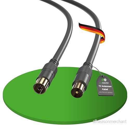 conecto Antennkabel SAT koaxialkabel 3,00 m dubbelskärmad TV satellitkabel, IEC kontakt på honkontakt, för HDTV, mottagare, satellit, DAB, radio, svart 4250684929616