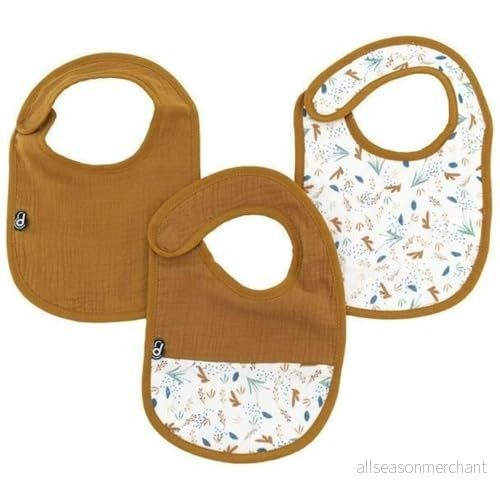 DOMIVA Set X3 MUSSELINE Haklapp 6 12 MÅNADER CARAMEL TRYCKT MED BOMULL GASS WATTEN 3700948338483
