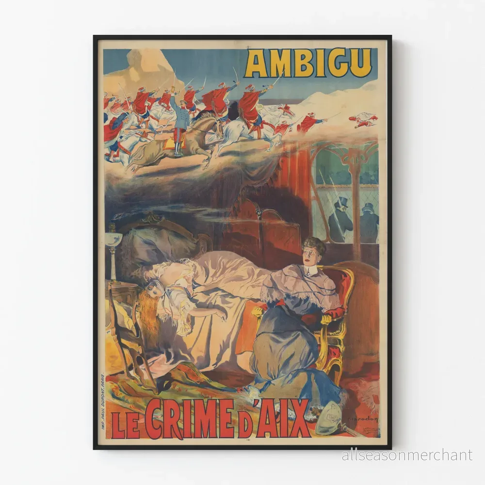 Vintageposter Ambigu Le Crime d'Aix väggdekoration