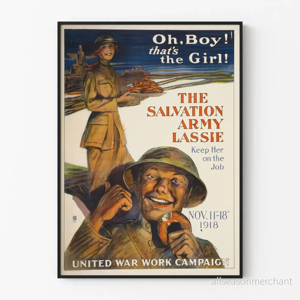 Vintageposter The Salvation Army Lassie - Retro väggdekoration från krigsinsatsen 1918