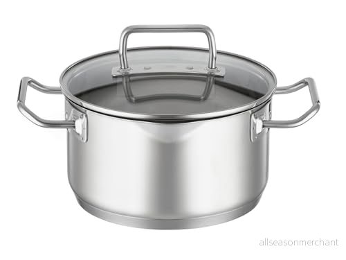 RÖSLE EXPERTISO Gryta, universell matlagningsbehållare i rostfritt stål 18/10, 20 cm, glaslock, invändig skala, induktionssäker, diskmaskinssäker 4004293919427
