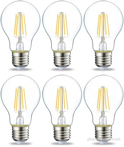 Amazon Basics Edison skruvlampa, LED, E27, 4,3 W (motsvarande 40 W), klar glödtråd, varmvit, ej dimbar, paket med 6 841710179583