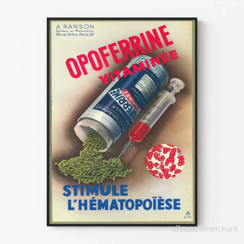 Vintage reklamposter för OPOFERRINE vitaminer