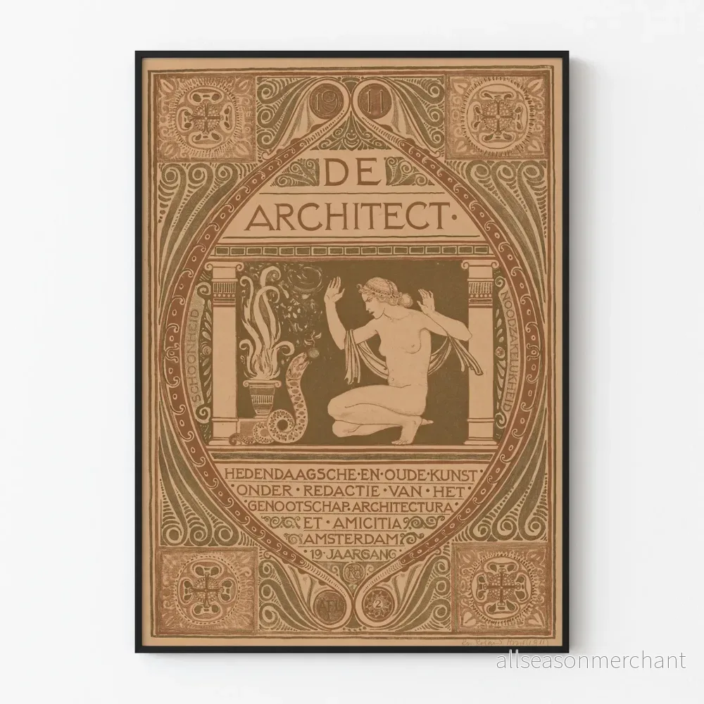 Vintageposter i 'De Architect'-stil Art Nouveau - Konstnärlig väggdekoration 1911
