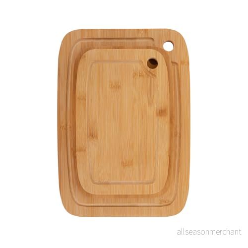 FLORINA 3 delars Set Bambu Skärbrädor WOODY I Naturliga Skärblock med Saftspår Antibakteriellt Köksbräda Universalskärbrädor för att Skära Ost, Kött, Frukt, Grönsaker 5905031306143