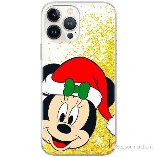 ERT GROUP mobiltelefonfodral för Apple Iphone 13 PRO MAX originalt och officiellt licensierat Disney mönster Minnie 060 Vit optimalt anpassad till formen på mobiltelefonen, med glitter overflow effekt 5904805762741