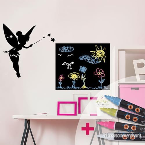 Ambiance Sticker Svart skiffer självhäftande klistermärken älva H 75 x B 115 cm + 4 flytande kritor 5415231917273 Ambiance Sticker Svart skiffer självhäftande klistermärken älva H 75 x B 115 cm + 4 flytande kritor 5415231917273